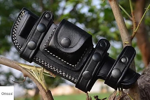 Ottoza TOP Grain Leather Knife Sheaths for Fixed Blade Knives, Right Hand Leather Knife Sheath for Belt, Leather Knife Holster Belt Knife Holder, Horizontal Knife Sheath for Belt No:5