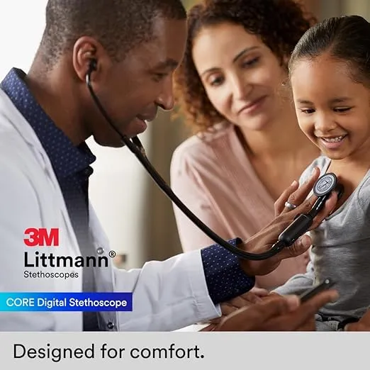 3M Littmann CORE Digital Stethoscope, Our Most Advanced Stethoscope Yet, Up To 40x Amplification*, Active Noise Cancellation, In-App Sound Wave Visualization, Mirror-Finish Chestpiece, 8890
