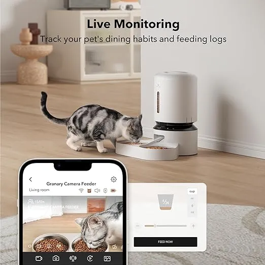 PETLIBRO Automatic Cat Feeder with Camera for Two Cats, 1080P HD Video with Night Vision, 5G WiFi Pet Feeder with Phone APP Control, 2-Way Audio for Cat & Dog, Low Food & Motion & Sound Alerts