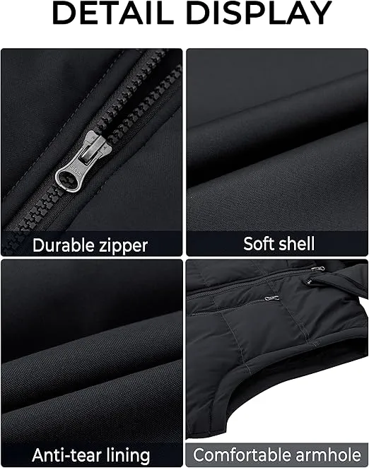 Soularge Men's Big and Tall Winter Warm Thick Utility Puffer Vest Outerwear