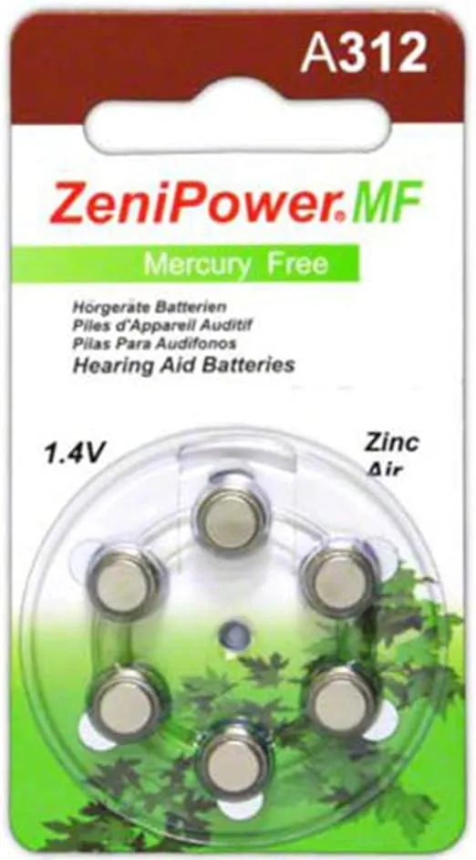 Hearing Aid Batteries, Size 312 (60 Batteries)