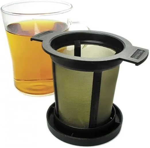 Reusable Stainless Steel Coffee and Tea Infusing Mesh Brewing Basket, Medium, Black