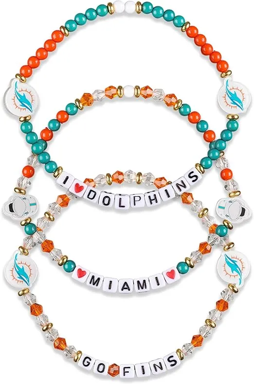 FOCO Miami Dolphins NFL 3 Pack Team Friendship Bracelet