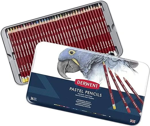 Derwent Pastel Pencils, 4mm Core, Metal Tin, 36 Count (0700307)