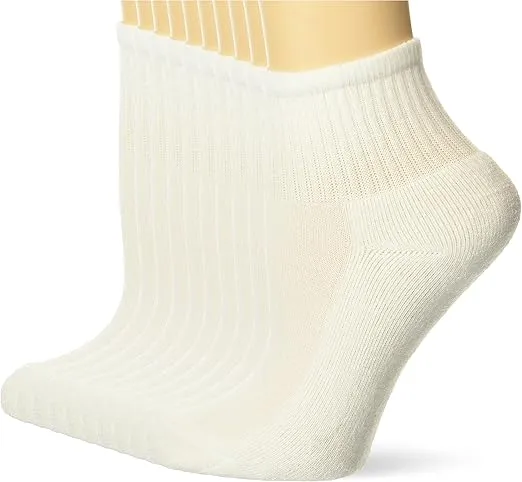 Hanes Girls' White Ankle Socks Pack, Cushioned Socks, Uniform Socks For Girls', 10-Pairs