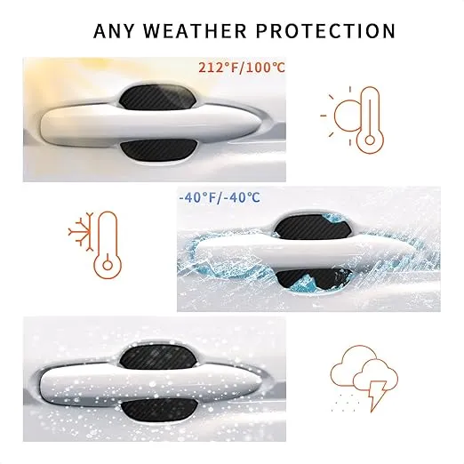TANGSEN 4Pcs Universal 3D Carbon Fiber Texture Automotive Door Cup Handle Recess Paint Protector Cover Scratch Non-Marking Black Silicone Personalize Pad Sticker (M)