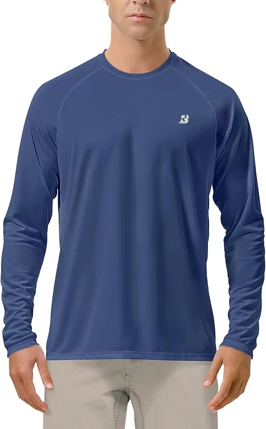 Roadbox Mens UPF 50+ UV Sun Protection Shirts Outdoor Long Sleeve SPF Rash Guard for Fishing Hiking Swimming Running