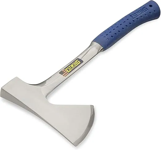ESTWING Camper's Axe - 16" Hatchet with Forged Steel Construction & Shock Reduction Grip - E44A