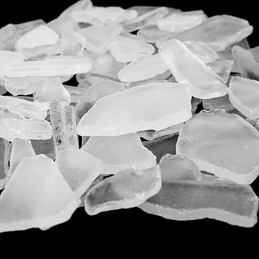 CYS EXCEL Sea Glass 16 Ounces Clear | Multiple Color Choices Crushed Glass Vase Filler | Aquarium Nautical Décor for Art Crafts Flat Frosted Dyed Color Stone
