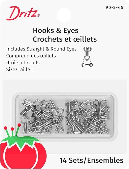 Dritz Nickel Hooks & Eyes Size 2