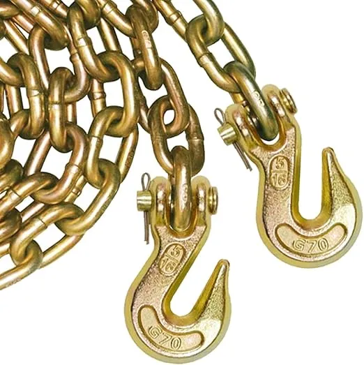 VULCAN Safety/Binder Chain with Clevis Grab Hooks - Grade 70-5/16 Inch x 10 Foot - 4,700 Pound Safe Working Load