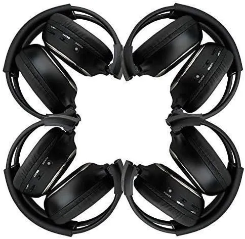 4 Pack of Two Channel Folding Universal Rear Entertainment System Infrared Headphones Wireless IR DVD Player Head Phones for in Car TV Video Audio Listening