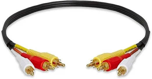 Cmple - 3-Male RCA to 3-Male RCA Composite Video Audio A/V AV Cable Gold Plated - 1.5 Feet