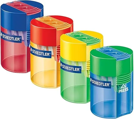 Staedtler Manual Pencil Sharpener in 4 Color Combinations [Pack of 4]