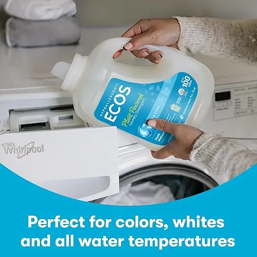 ECOS Laundry Detergent Liquid, 100 Loads - Dermatologist Tested Laundry Soap - Hypoallergenic, EPA Safer Choice Certified, Plant-Powered - Free & Clear, 50 Fl Oz (Pack of 2)