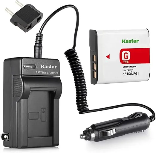 Kastar NP-BG1 Battery (1-Pack) and Charger Kit for Sony NP-FG1, BC-CSG and Sony Cyber-Shot DSC-H50, Cyber-Shot DSC-H10, Cyber-Shot DSC-W120, Cyber-Shot DSC-W170, Cyber-Shot DSC-W300 Digital Cameras