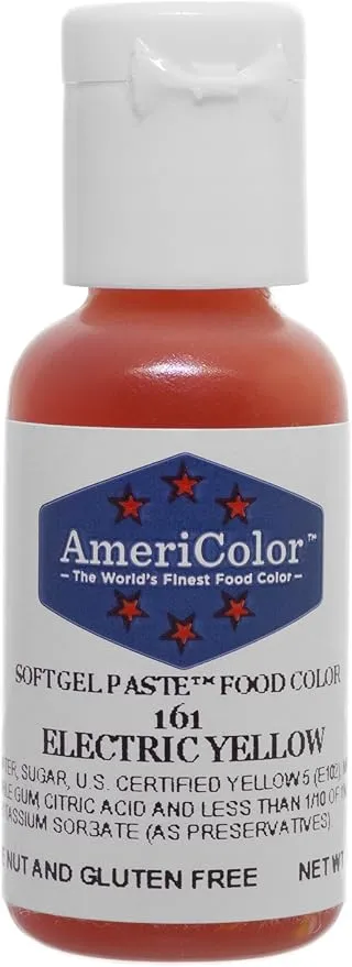 AmeriColor, Electric Yellow, 0.75 Ounce Bottle, Soft Gel Paste Food Colo