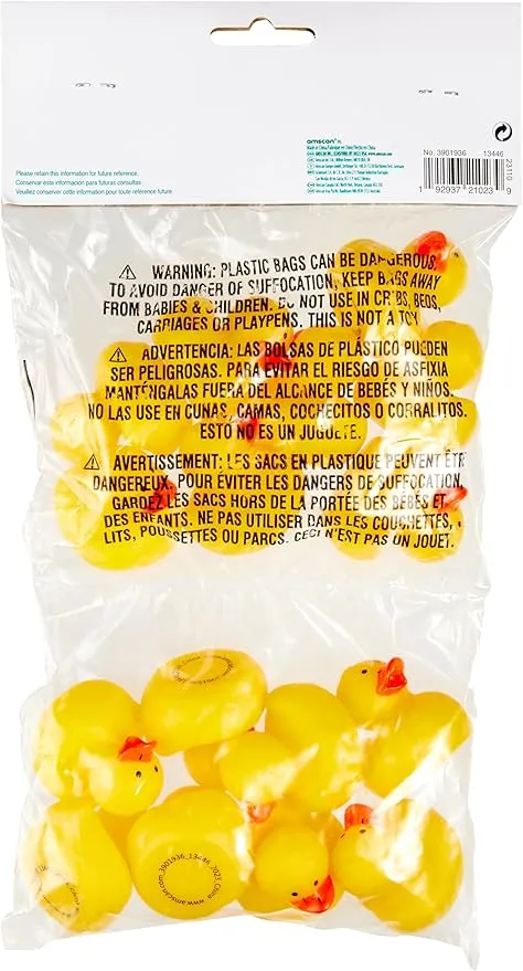Mini Rubber Ducks Favor - 1.75" x 1.5" | Yellow | Pack of 16