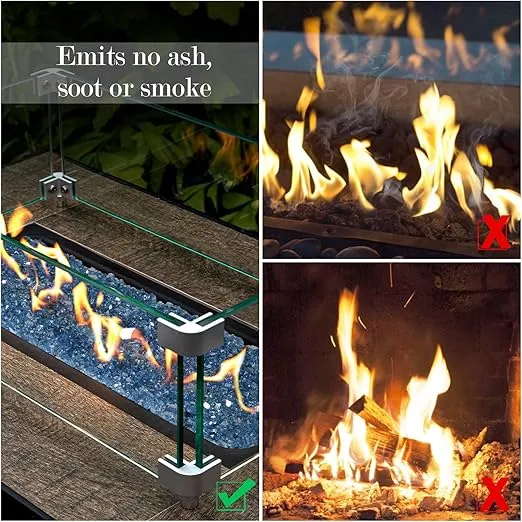 GASPRO 10lbs Fire Glass, 1/4'' Reflective Glass Fire Pit Rocks for Fire Pit Table, Fireplace, High Luster Pacific Blue