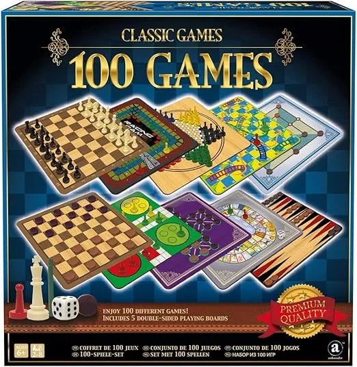 Merchant Ambassador: Classic Games, Enjoy 100 Different Games, Includes 5 Double-Sided Playing Boards, Fun for Children and Adults, For Ages 3 and up
