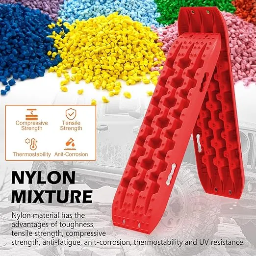 ZESUPER Recovery Traction Tracks for Sand Snow Mud, Recovery Traction Boards with high Toughness, Recovery Traction Mats for 4WD Red