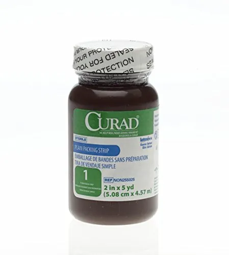 CURAD Sterile Plain Packing Gauze Strips, 2" x 5 yds., Essential Wound Care Supplies