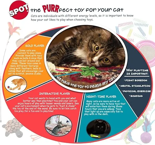 SPOT Ethical Skinneeez Forest Friends Wand Cat Toy for All Breed Sizes