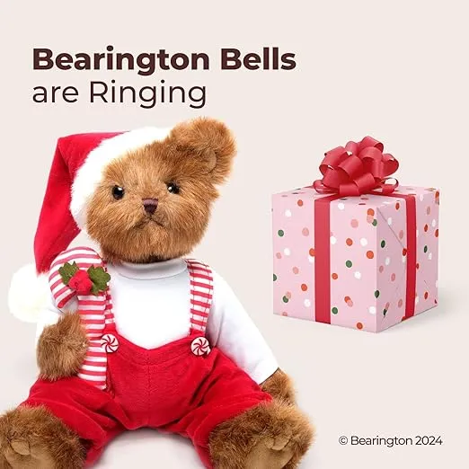 Bearington Christopher Cane Christmas Teddy Bear, 14 Inch Christmas Teddy Bear Stuffed Animal, Ideal Holiday Bear Gift for Toddlers, Kids & Teens