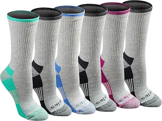 Dickies Women's Dri-tech Essential Moisture Control Crew Socks, Available in S-XL (6, 12 Pairs)