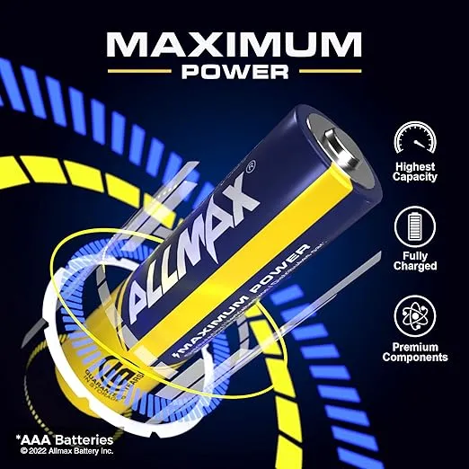 Allmax AAA Maximum Power Alkaline Triple A Batteries (100 Count) – Ultra Long-Lasting, 10-Year Shelf Life, Leakproof Design, Maximum Performance – 1.5V