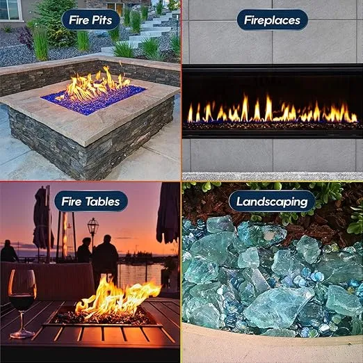 Tahitian Blue - Fire Glass for Indoor and Outdoor Fire Pits or Fireplaces | 10 Pounds | 1/4 Inch