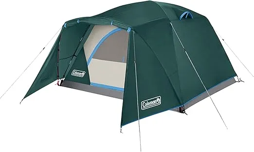 Coleman Skydome Tent with Full-Fly Weather Vestibule, 4/6 Person Weatherproof Tent Sets Up in 5 Mins, Rainfly & Carry Bag Included, 20% More Headroom Than Traditional Tents