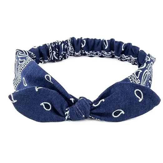 6 Pack Elastic Paisley Bandana Knot Headbands Rabbit Ear Bow Headband Turban Headwraps Hair Band for Women Girls
