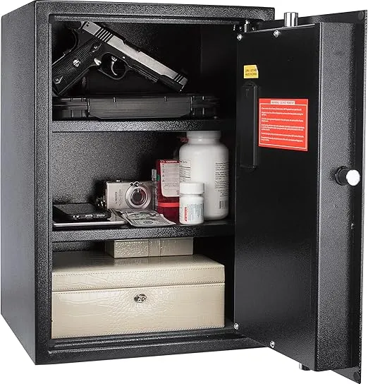 Barska Biometric Fingerprint Security Home Safe Lock Box for Handgun Document Money - DELUXE