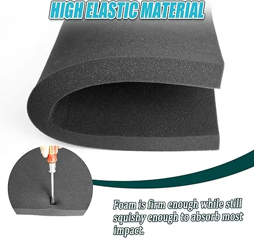 6 PCS Black Foam Padding- 16x12x1 Inch Polyurethane High Density Foam Cuttable Black Foam Sheet Packing Foam Pad Cushioning Inserts for Packing Cases and Crafts