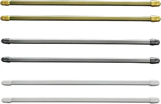 Small Cafe Curtain Rod Adjustable 12" to 16" Set of 2 White