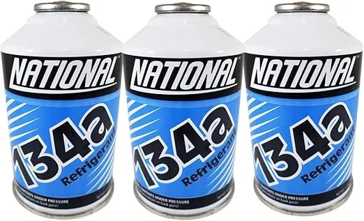 Chemours National Refrigerant R134a for MVAC use in a 12-Ounce Self-Sealing Container, Pack of 3