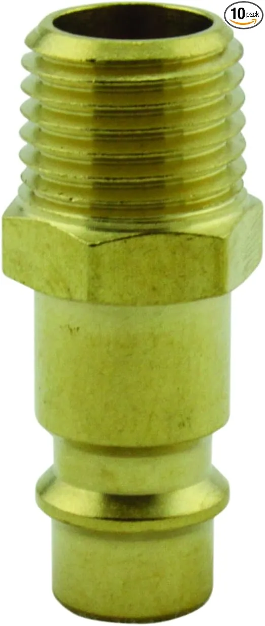 Milton Industries 760 1/4" MNPT HIGHFLOWPRO™ V-Style/European Interchange Brass Air Plug Fitting (High Volume Low Pressure Application) -Box of 10