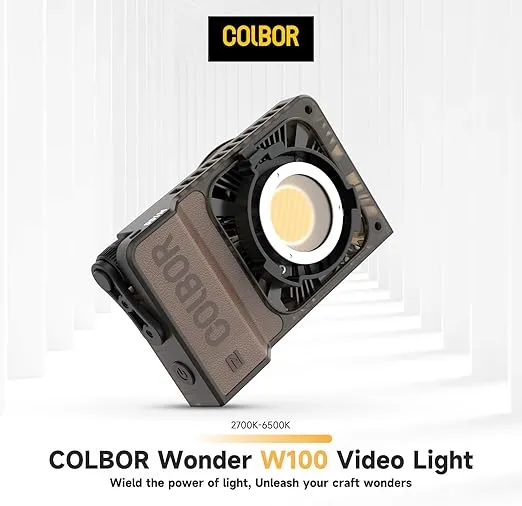 Colbor Wonder W100 Led Video Light,100w Power,Wight Only 345g, Illumination 3450Lux@1m,CCT 2700K to 6500K,Support APP Control for Video,Phtography,Youtubers,Live-Streamers
