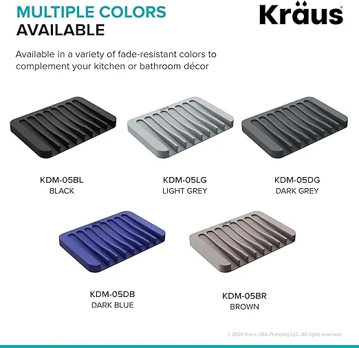 KRAUS Multipurpose Self-Draining Silicone Soap Dish/Sponge Holder for Bathroom or Kitchen Counter in Dark Blue, KDM-05DB