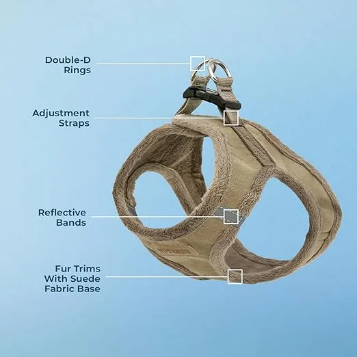 Voyager Step-In Plush Dog Harness – Soft Plush, Step In Vest Harness for Small and Medium Dogs by Best Pet Supplies - Harness (Latte Suede), XS (Chest: 13 - 14.5")