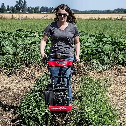 Earthquake Versa 2-in-1 Tiller Cultivator with a 79cc 4-Cycle Viper Engine, Removable Side Shields, Toolless Tilling Width Adjustment, Integrated Transport Wheels, Model: 24734