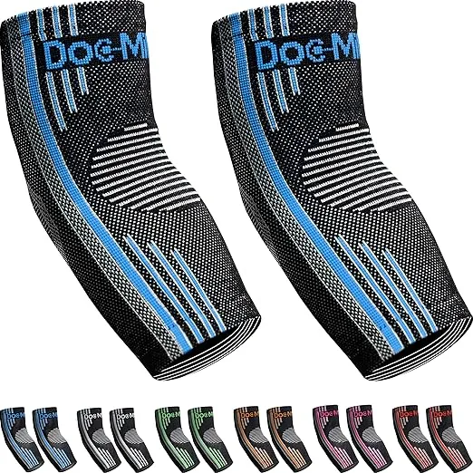 Doc Miller - Compression Elbow Brace: Support for Tendonitis, Bursitis, Tennis, Arthritis, Workouts - Elbow Sleeves for Men & Women, Joint Pain, Enhance Fitness, Pain Relief, 2 Packs, Blue, Small