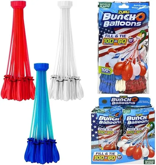 ZURU Bunch O Balloons Rapid Fill Water Balloons - ZURU Quick Fill Water Balloons for Kids Backyard Water Fun - Includes 100 Easy Fill Water Balloons