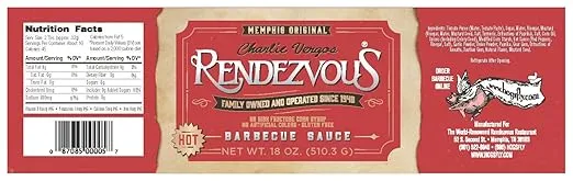 Charlie Vergos Rendezvous - Original and Hot BBQ Sauce Combo Pack (1lb 2oz (510g) Each)