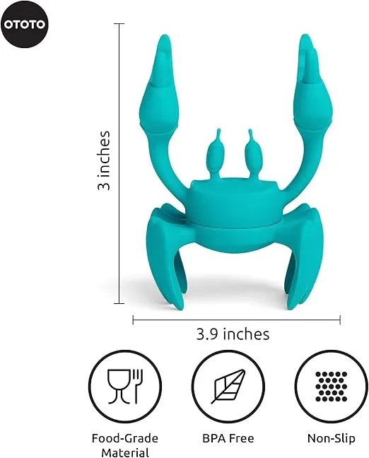 OTOTO Aqua the Crab Silicone Utensil Rest - Silicone Spoon Rest for Stove Top - BPA-Free, Heat-Resistant Kitchen and Grill Utensil Holder - Non-Slip Spoon Holder Stove Organiser and Steam Releaser