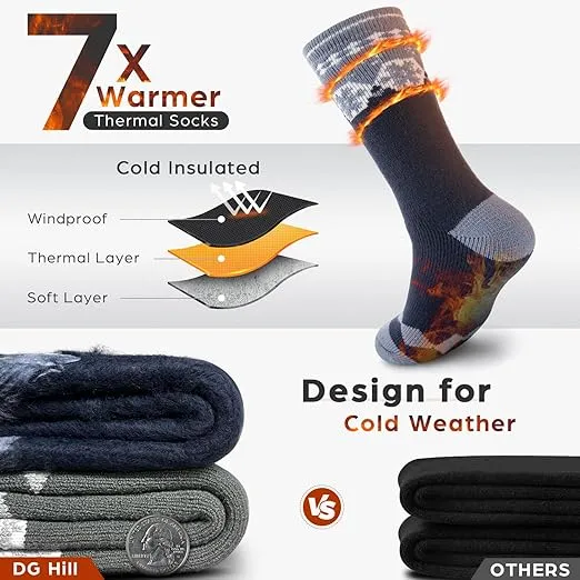DG Hill Winter Thermal Socks - Warm Socks for Men Women Cold Weather Insulated Sock - Heated Socks Thick Snow Sock
