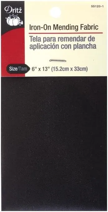 Dritz Iron-On Mending Tape, 6 x 13-Inch, 1 Count, Black