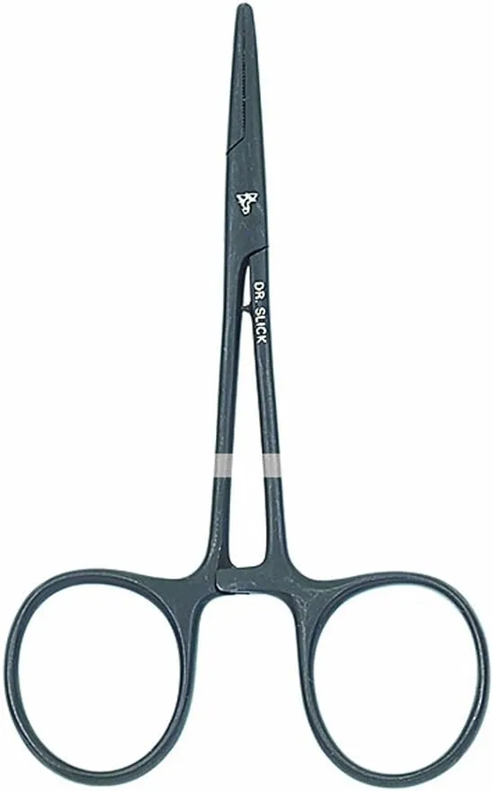 Dr. Slick Long Range Clamp Black Gold Loop Fly Fishing Pliers Hemostat Forceps
