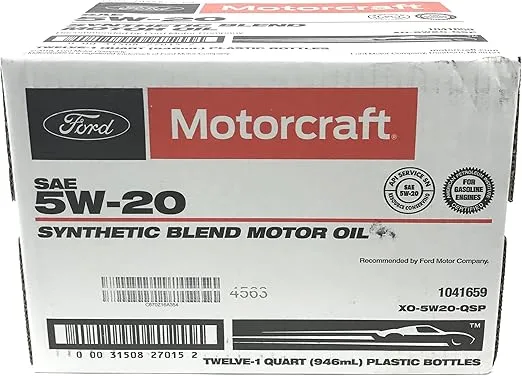 Motorcraft SAE 5w20 Synthetic Blend Motor Oil- 12 Quart Case